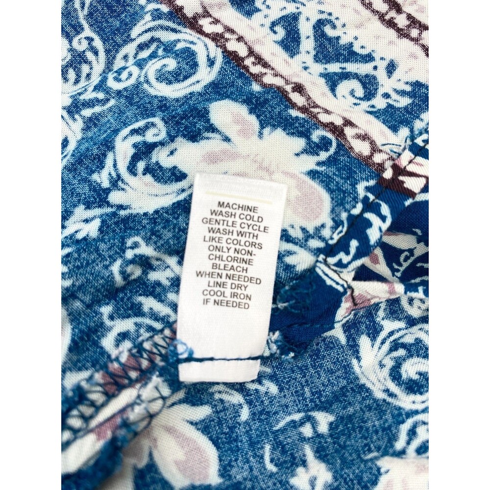 Cato Plus Size 14W 16W Peasant Tunic Top Blue Rayon Roll Tab Sleeve Boho V Neck - Picture 10 of 10
